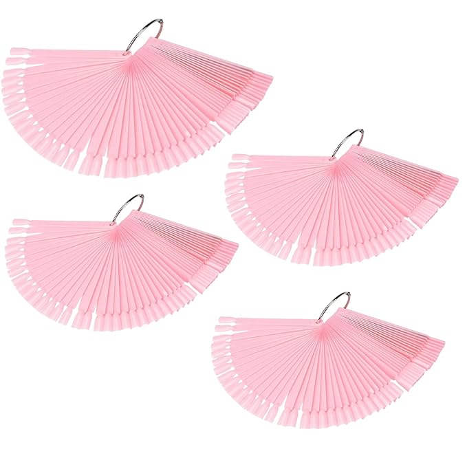 200 Pcs Nail Swatches Sticks with Ring, Clear Nail Art Color Display False Nail Tips Polish Practice Sticks, Pink