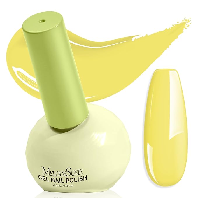 MelodySusie Highly Pigmented Gel Nail Polish, 0.56 Fl Oz Soak Off UV LED Yellow Gel Polish, Plant-Based Formula, 16.5ml Tilt-and-Stand Bottle, TPO & HEMA Free, Gift for Nail Art at Home & Salon