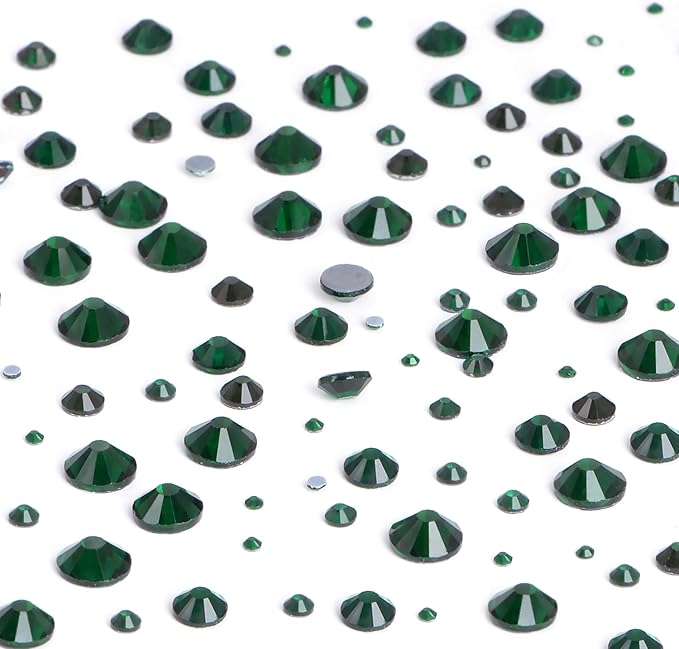 NCB Hotfix Iron on 8000pcs Crystal Rhinestones Round Gem for Crafts Decoration DIY Jewelry Making with a Tweezers and 2 Picking pens (Emerald, 6Sizes SS4-SS30)