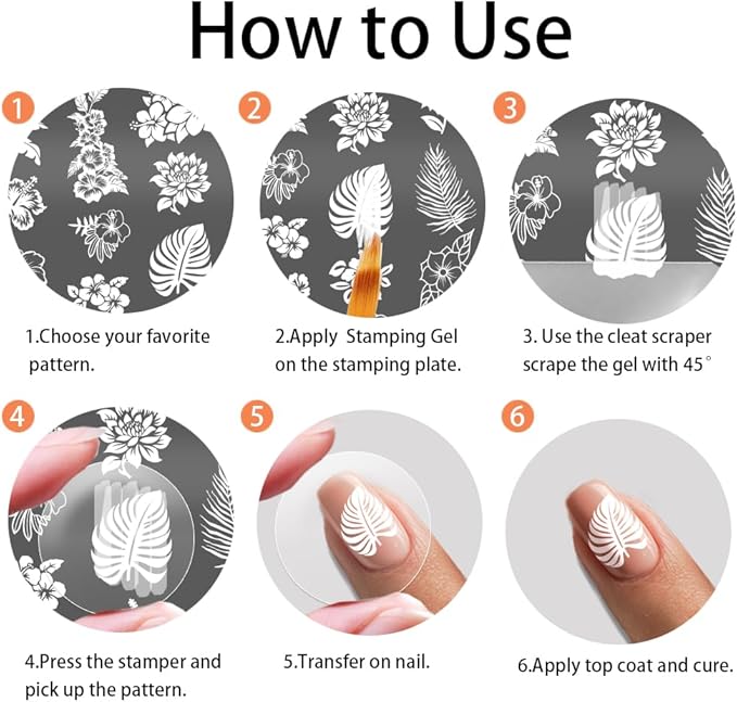 PH PandaHall 3pcs Flower Leaves Nail Stamping Plates Rainforest Blooms Nail Art Stencils Tropical Floral Manicure Art Plates Plants Nails Stamping Temeplates for Women Manicures Salon Design Printing
