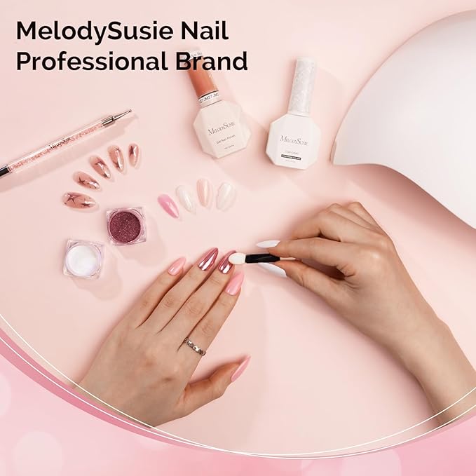 MelodySusie 9Pcs Chrome Nail Powder for Gel Nails,Metallic Mirror Effect Pigment Stylish and Technological Fine Glitter for Home DIY Salon Use