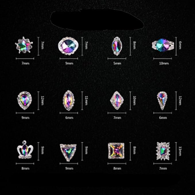 3D Nail Art Luxury Flame Rhinestone Alloy Shining Dride Party Diamond Decorations 24 Pcs