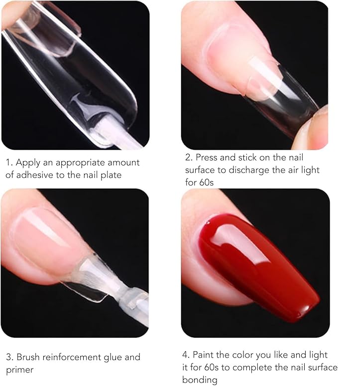 Gel Nail Tips Shape, 550 Pcs Half Matte Pre-Etched Press On False Nails, Full Cover Acrylic Nail Tips Kit for Nail Extensions, DIY Salon Nails. (Short Round Nail, Clear)