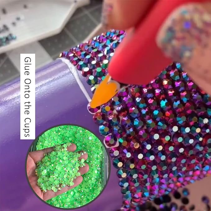 2mm 3mm 4mm 5mm 6mm 5 Packs Silver Color Resin Rhinestone,Flat Back Jelly AB Resin Rhinestones Loose Bling Glitter Diamond Stone for Nails, Tumblers, Mugs, Bottles, Craft Decoration