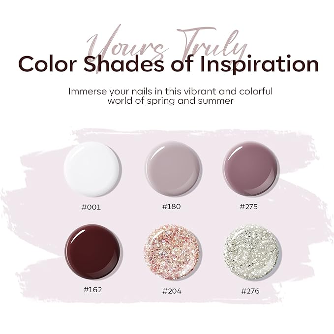 Modelones Poly Nail Gel Set, 6 Colors Burgundy Red Brown Champagne Gold Poly Extension Gel Builder Snow White Nude Grey Elegant Lady Collection French Manicure DIY Home Salon