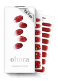 ohora Semi Cured Gel Nail Strips (N Love Affair) - Red, Ombre, Works with Any UV/LED Lamps, Salon-Quality, Long Lasting, Easy to Apply & Remove - Includes 2 Prep Pads, Nail File & Wooden Stick