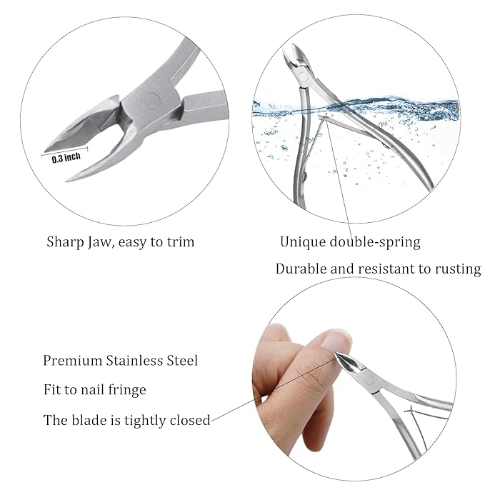 6 Pcs Cuticle Trimmer Cuticle Pusher Stainless Steel Cuticle Nipper Cuticle Remover Tool Kit Professional Cuticle Cutter for Fingernails and Toenails Manicure Pedicure Set