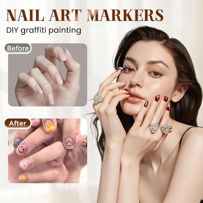 Nail Art Pens Set 12 Colors Nail Art Markers for Gel Nails,2025 DIY Nail Polish Pens Drawing Painting Pen for Home Salon,Quickly Dry Nail Art Nail DIY Decoration (1 Set)