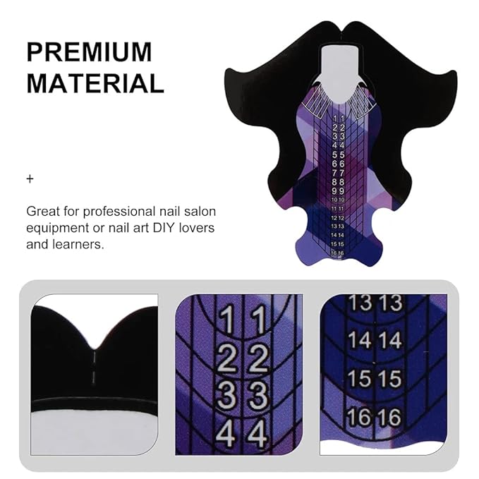 Tvoip 100Pcs/Pack Nail Forms Extension Tips Guide Extension French DIY Tool Fish Acrylic UV Gel Nail Art Tools Builder Sticker Sculpting (Purple)