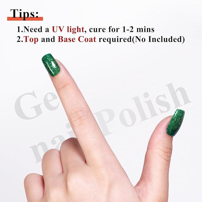 Imtiti 10ml Green Glitter Gel Nail Polish Long Lasting Soak Off UV Led Christmas Green Gel Polish Salon DIY at Home Gift for Women 1Pcs