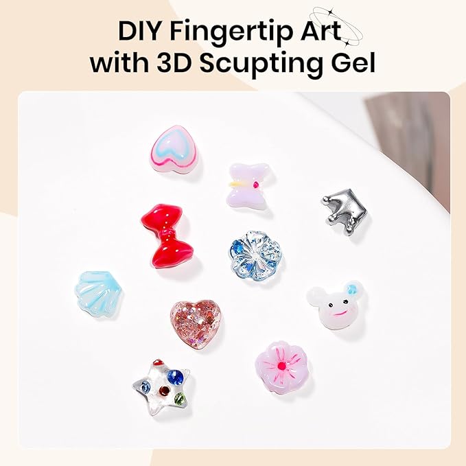 3D Nail Gel Sculpting Gels for Nail Art, Clear&White Hard Solid Builder Gel Non-Sticky Extension for Carving Molding with Silicone Mold Silicone Pen Designs DIY Manicure at Home