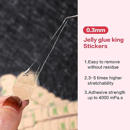 Curvlife 20 Sheets High Polymer Jelly Glue for Fake Nails, 12 Sizes Waterproof Breathable Double-Sided Nail Adhesives, 0.3mm Thick Press On Nails Glue Stickers for Daily Use