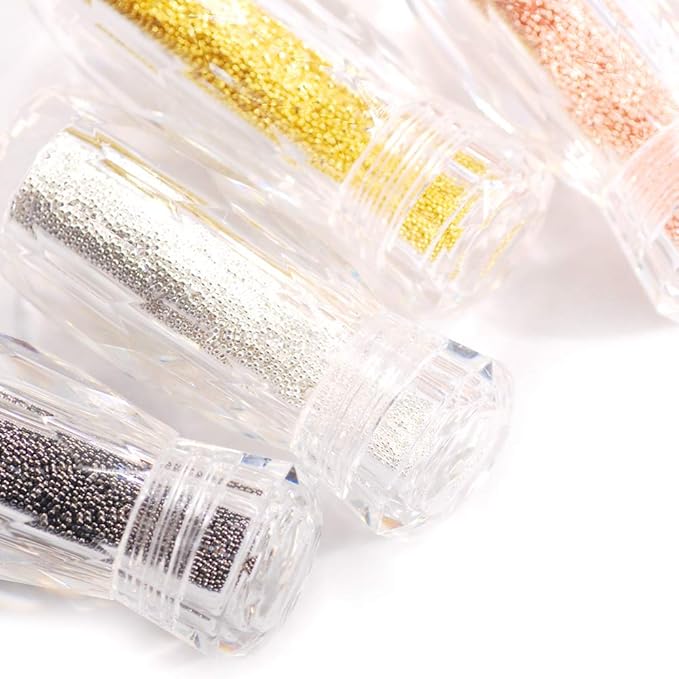 0.8MM and 1.0MM Metallic Caviar Nail Beads The Shape Of Round For Nail Art Decoration 3D Metal Nail Ball Set Of 8