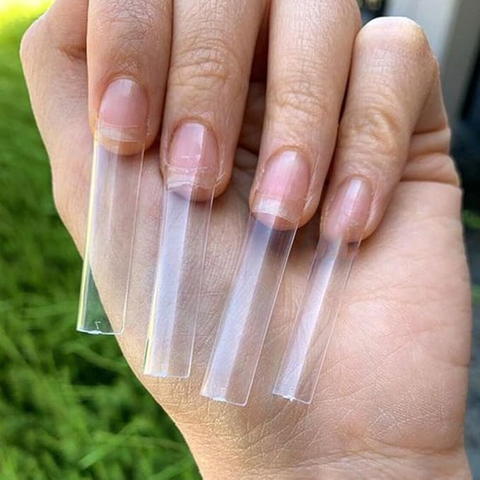 240pcs Extra Long Clear Half Cover False Nails Tips,3XL 12 Sizes C Curve French Acrylic False Nail Tips with Box for Nail Salon and Home DIY