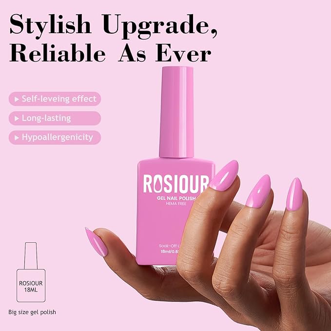 18ML Pink Gel Nail Polish Set 6 Colors, HEMA-Free Hot Light Nude French Pink Nail Polish Kit for Long-Lasting Nail Art, Soak off Uv Nail Art Gel Design for Women Girl Gift Salon DIY