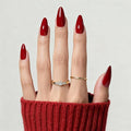 Wine Red Press On Nails Almond - Medium Dard Red Acrylic Nails Press Ons, Glue On Nails for Party Birthday Holiday Valentines Gift in 15 Sizes - 30 Fake Nails Kit, Dark Red
