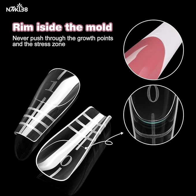 NMKL38 150PCS Dual Nail Forms 15 Sizes Extension Poly Nail Gel Full Cover Nail Molds With Scale Nail Art Design