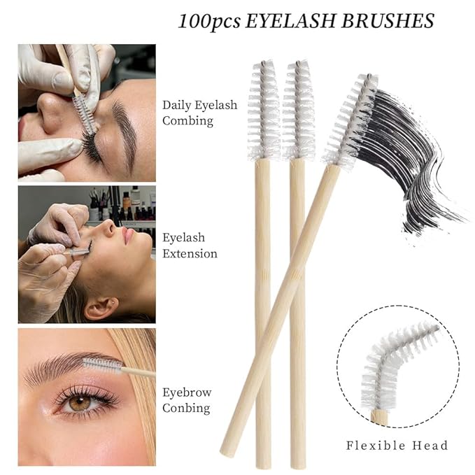 300 Pack Disposable Spoolies Brushes Sets Mascara Wand Lip Brushes Cotton Swab for Eyebrow Eyelash Extension Tattoo Lipstick Applicator