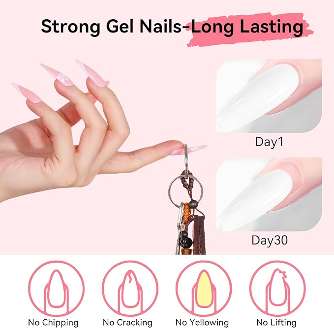 Makartt Poly Nail Gel White Hem-Free 50ML Nail Extension Builder for French Manicure, Hard Gels for Nails Strengthener Long-Lasting Salon Nail Art Design Easy DIY at Home