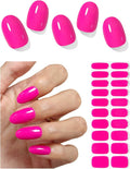 Semi Cured Gel Nail Strips (Hot Pink N1), Solid, 20 Pcs Summer Gel Nail Wraps, Stickers, Salon Quality, Works with Any UV Lamps