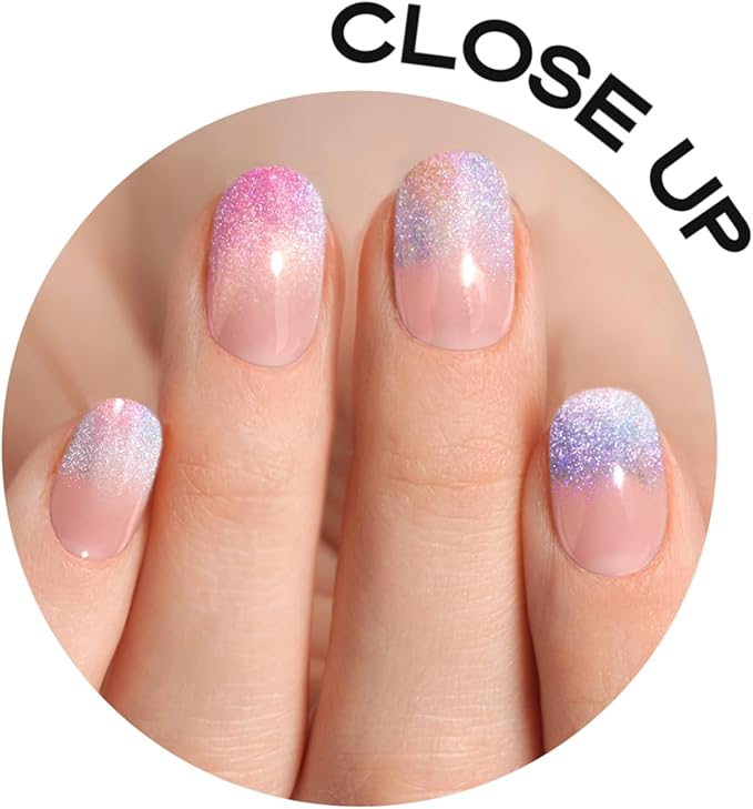 Semi Cured Gel Nail Strips with 30 Pieces - Salon Quality Manicure Kit for Women Easy Application Wraps Includes Prep Pads Nail File Wooden Stick, UV Light Required (Multi Confetti)