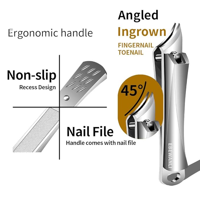 Ingrown Toenail Clippers, Pointed Stainless Steel Nail Clippers for Hangnail or Ingrown Toenails Removal, Slant Blade Ingrown Toenail Tool for Feet, Almond Nail Clippers for Acrylic Nail Tips