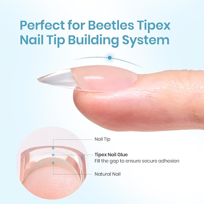 Beetles Tipex Nail Glue Gel 20g, Solid UV Nail Glue for Tipex Instant Apex Nail Tips, No Hand-Hold Needed, Strong Hold 28+ Days, Bubble-Free Adhesion, Beginner-Friendly Soak Off Nail Extension Glue