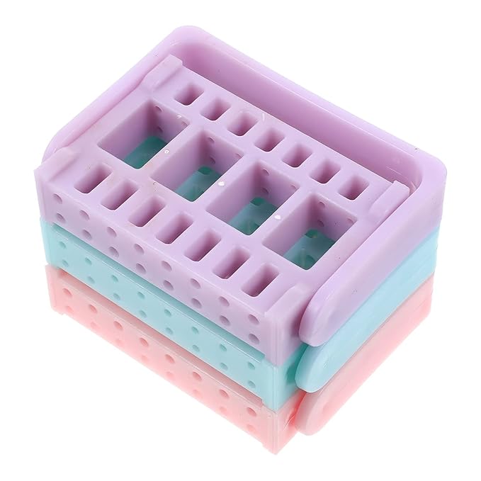 Lurrose 3pcs 16 Holes Nail Art Drill Bit Holder Exhibition Stand Organizer Nail Art Display for Home Use or Nail Salon
