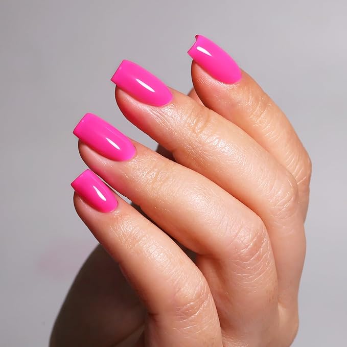 Neon Gel Polish, 0.5 Fl Oz Neon Pink Gel Nail Polish Spring Summer Soak off LED UV Hot Pink Gel Nail Polish Art Starter Manicure Salon DIY Nail Gel Polish Design