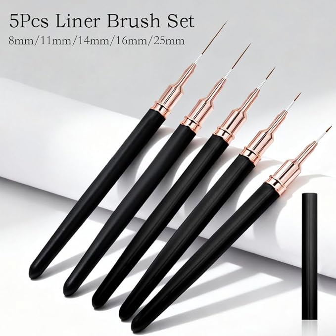 25Pcs Nail Art Brushes, Nail Brush Set,Nail Art Design Tools, 15Pcs Nail Brushes,5Pcs Nail Dotting Tool and Sculpture Pen, 5Pcs Liner Brush M012