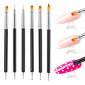 6Pcs French Nail Brush Set, Double-Ended Nail Art Brushes, Acrylic Nail Clean Up Brush with Dotting Tool, Fingernail Art Design Pens (14.5#, 14.7#, 14.7#, 15#, 15#, 15.5#)
