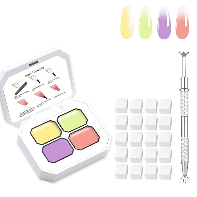 AIJIMEI Ombre Gel, Gradient Painting Gel, Ombre Gel Nail Polish, Including 100 Nail Sponges And Grabbing Pen Suitable For Salons And Family DIY (B7)
