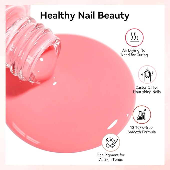 Neutral Collections Nail Polish Set with Base-Top Coat 16 Colors Nude Pink Peach Milky Rose Beige Skin Tones Fingernail Polish with Remover Pads, Salon Home DIY Nail Art Manicure Gift