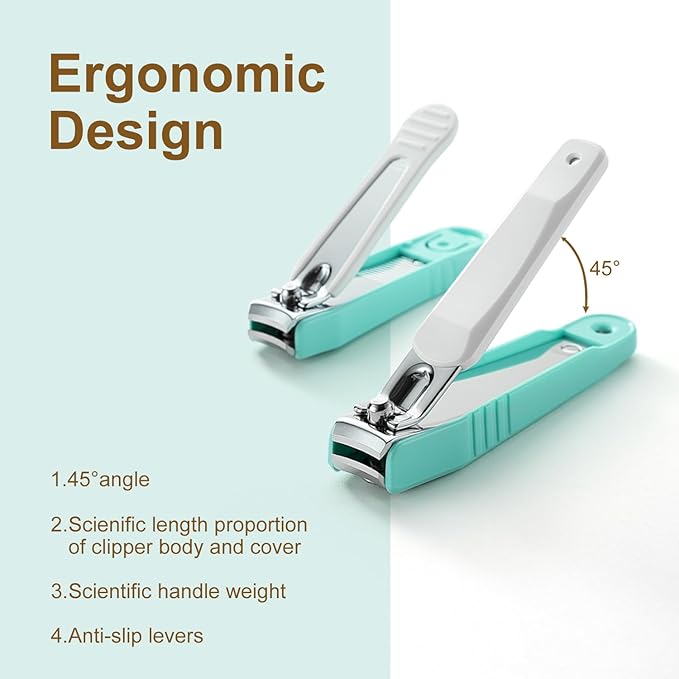 PAFASON Ultra Sharp Nail Clipper Set, 3 Pack Fingernail and Toenail Trimmer Cutter, Stainless Steel, Curved Blade, Sturdy, Nail Catcher, Nail Files for Men and Women