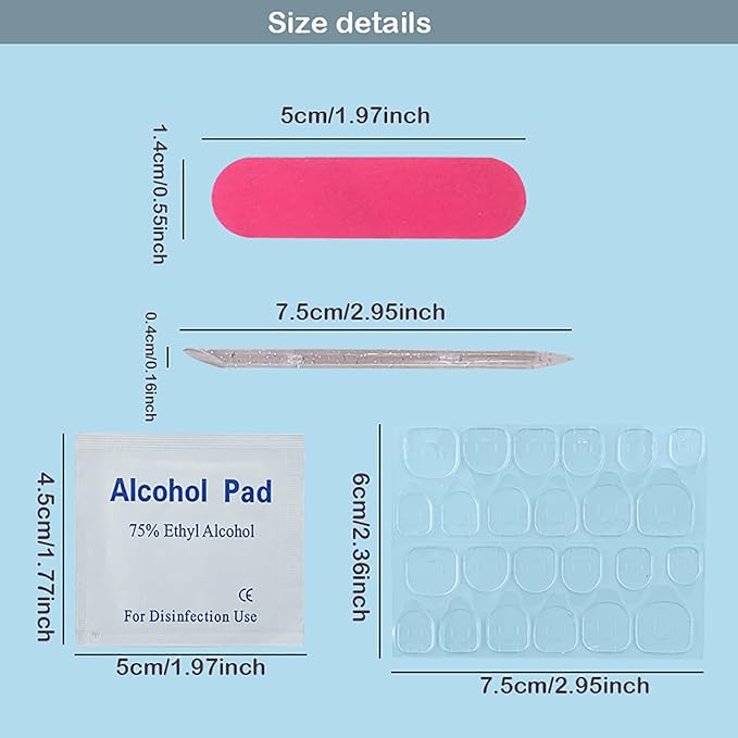 Disposable Manicure Kits 4-Piece, Nail File 100/180 Grit, Crystal Stick, Jelly Double Sided Nail Adhesives, Nail Polish Remover Pads, Nail Tool Kits Suitable for Press on Nail & Home Nail Art 20sets