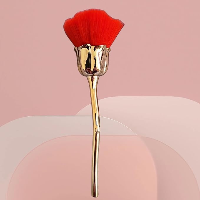 TANG SONG 4 PCS Rose Nail Art Powder Dust Removal Brush Nail Dust Brush Soft Nail Dust Cleaning Brush for Nail Salon and Household (Mixed-Color)
