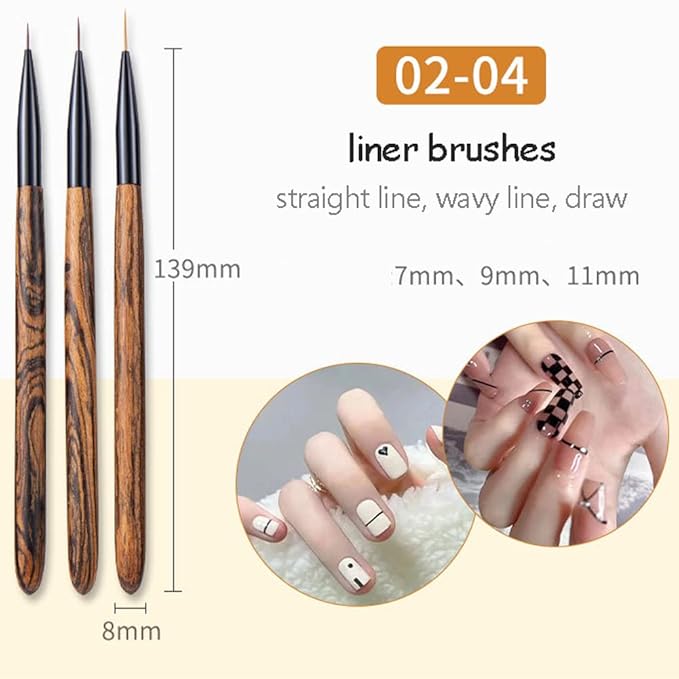 Nail Art Brushes Set, 12 Peices Professional High-end Sandalwood Nail Art Design Pen Painting Tools with Leather Pouch, Nail Art Liner Brush and Nail Dotting Pen for Gel Polish Manicure Salon DIY at Home (Coffee)