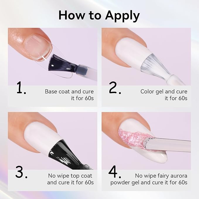 Makartt 3D Gel Nail Art: No Wipe UV Nail Gel, Neige Étoilée White Texture Gels for Nails Design, 5g Fairy Aurora Powder Gels, Glitter Mermaid 3D Nails Charms