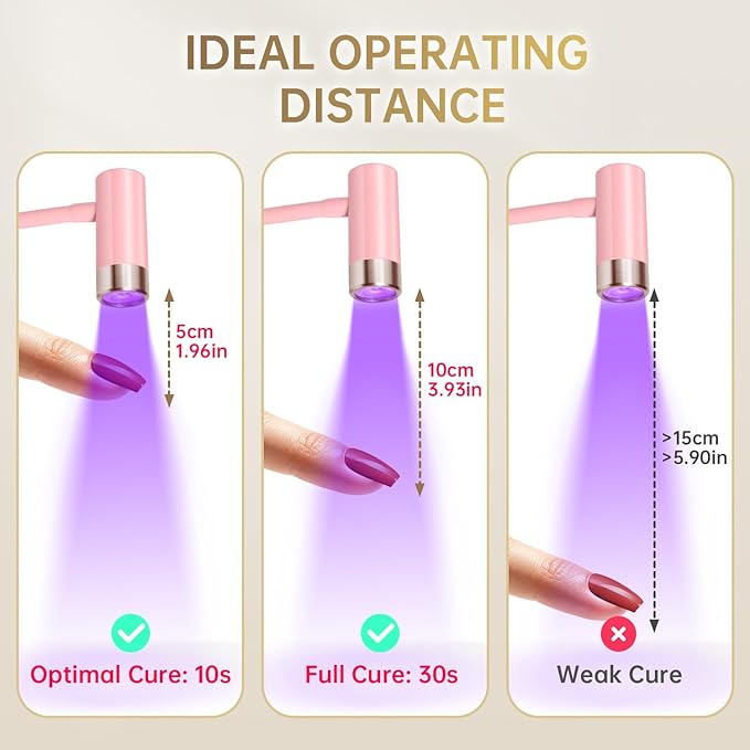 AORAEM UV LED Nail Lamp, Rechargeable Gooseneck Lamp for Gel Nails 12W Quick Dry LED Nail Light Nail Dryer with 4 Timers & Auto Sensor, Professional Flash Cure Light for Gel Nails Home DIY Pink
