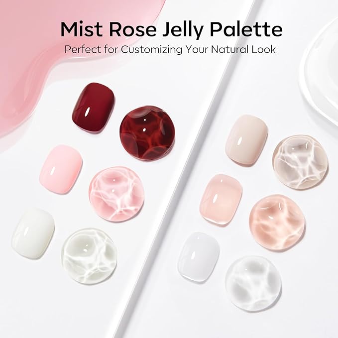 Modelones Gel Nail Polish Set -6 Colors Nude Pink White Gel Polish Kit Skin Tones Brown Milky White French Jelly Nail Gel Polish Nail Art Salon DIY Gift with Pearl Stickers & Nail Dotting-Liner Brush