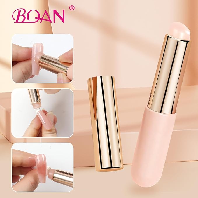 BQAN 3Pcs Silicone Nail Tools, Pink Nail Art Brushes for Ombre Nail, Chrome Nail, French Nail, Soft Silicone Nail Stamping Manicure Tool