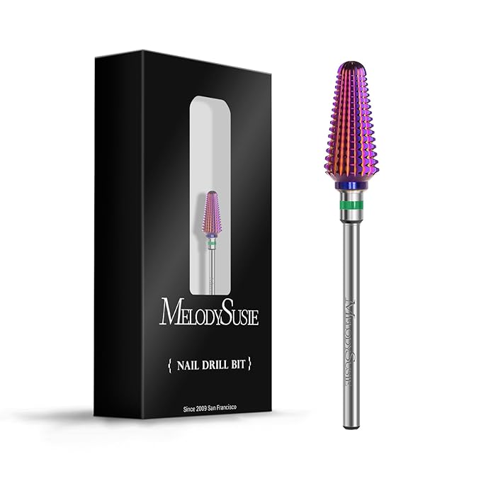 MelodySusie Professional Tornado Nail Drill Bits, 3/32'' Carbide Tungsten Multi-function Bits, Suitable for Manicure Pedicure Cuticle Gel Polishing, Salon Bits, Purple, Series Bit-X, Coarse