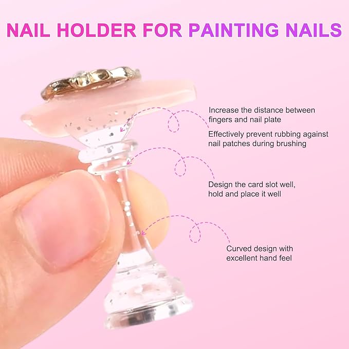 ANGNYA Nail Stand for Press Ons, Fake Nail Holder for Painting Nails, Super Magnetic Base for Painting Display Holder with Reusable Adhesive Putty for Home DIY Salon Supplies