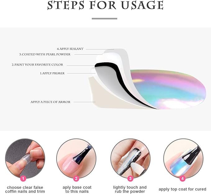 2 Jars White Pearl Chrome Nail Powder, Iridescent Aurora Chrome Powder Metallic Mirror Effect, Pearlescent Mermaid Dip Powder Nail Art Decoration,Chrome Powder for Nails, Resin Craft, 6g