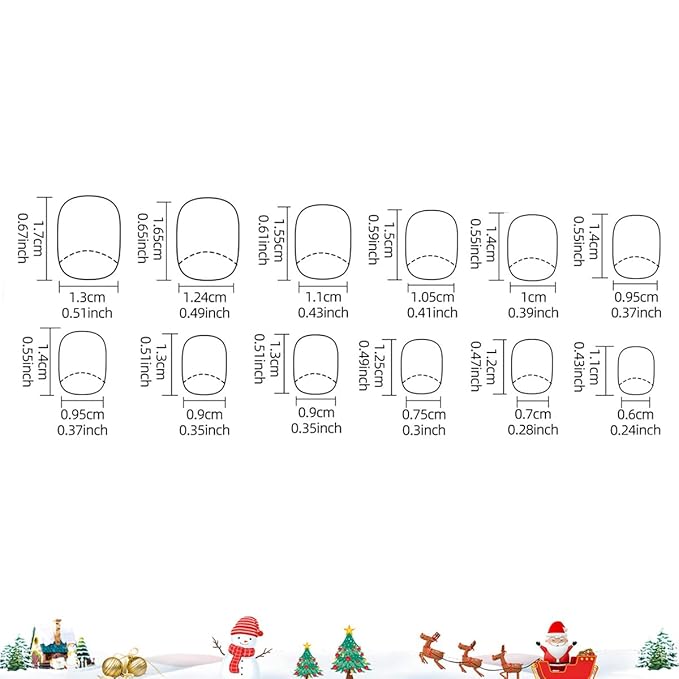 120Pcs 10 Packs Christmas Press on Nails for Girls 5 Styles 12 Sizes Cute Short Press on Nails for Kids Press ons with Santa Claus Snowflake Xmas Tree Elk Designs Full Cover for Little Girl Gift