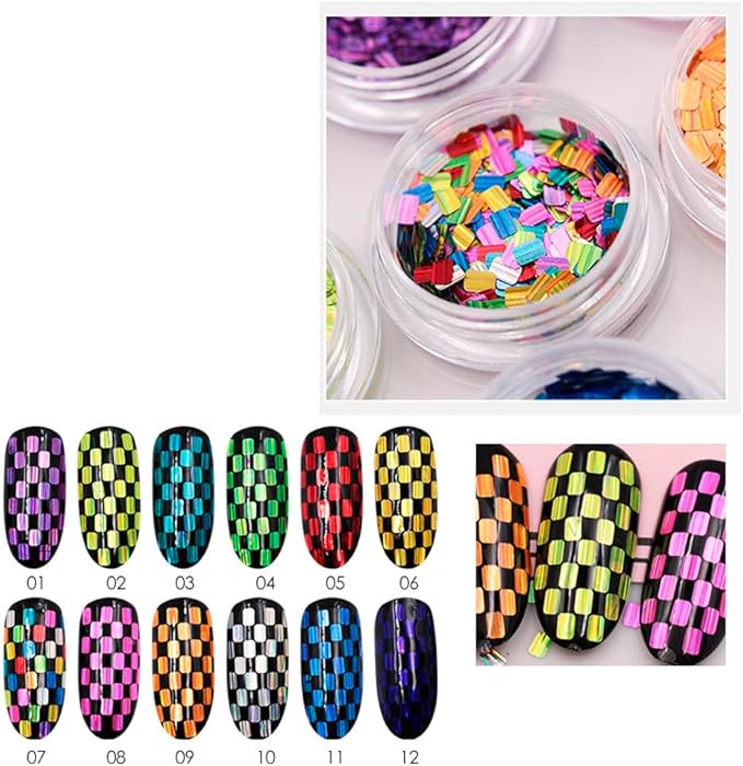 12 Colors 3D Nail Laser Square Sequins Holographic Manicure Charms Glitter Nail Art Paillettes Sparkle Decoration for Women Girls