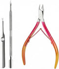 Cuticle Nipper, Polished Coated Durable Trimmer with Pusher, Nail Clipper with Fine Edge, Comfort Grip Cuticle Cutter and Remover Tool Kit for Nail Care (Rose+Pushers-1 SET)