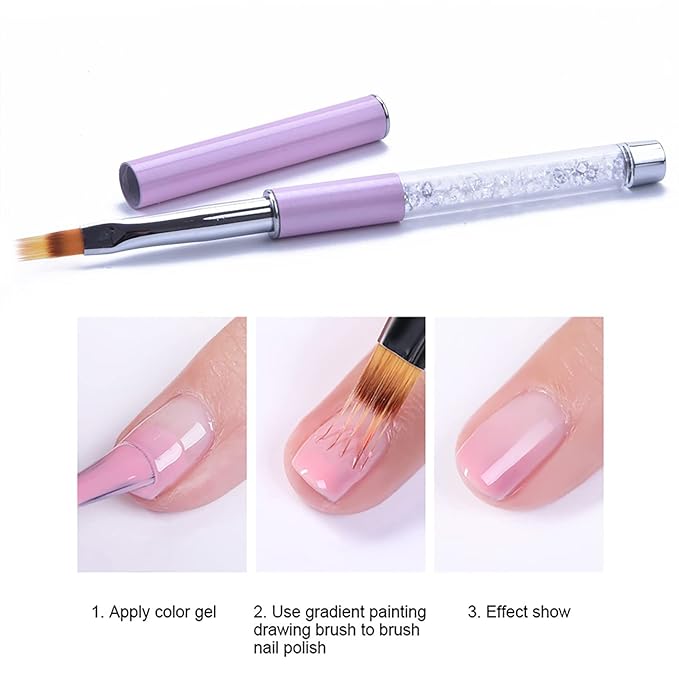 SILPECWEE 5Pcs Ombre Nail Brush Nail Detail Brush Nail Art Brushes Nail Design Brushes Nail Painting Liner Brush for Acrylic Nails Thin Nail Pen Nail Art Tools