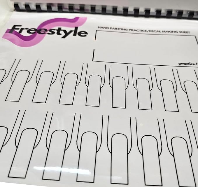 Nail Art Workbook Make Your own Nail Decal Stickers Reusable Gel Nail Design Practice Book for Gel Nail Polish Acrylic Nail foils Crystals Rhinestones Glitter Cartoon Nail Design Guide (6)