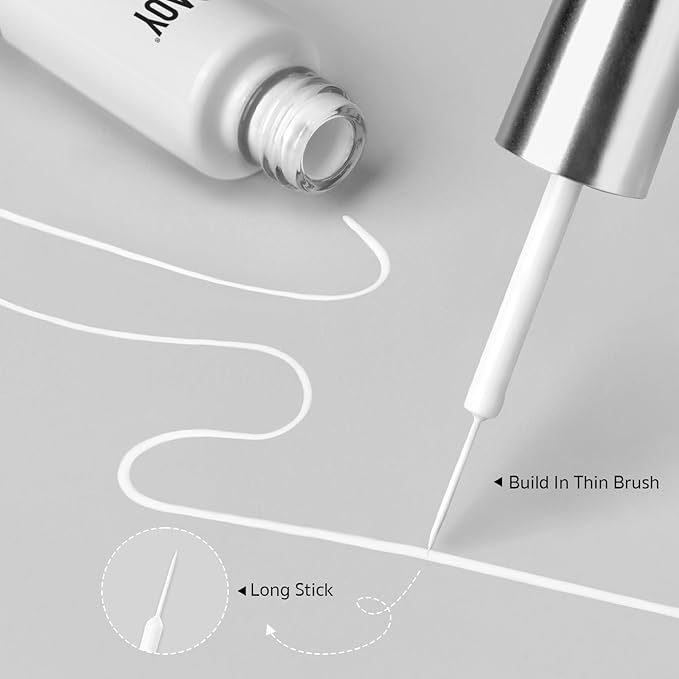 GAOY White Swirl Gel Nail Polish Art Liner, 8ml Classic Color Nail Paint Design with Thin Brush, UV Light Cure for DIY French Manicure at Home